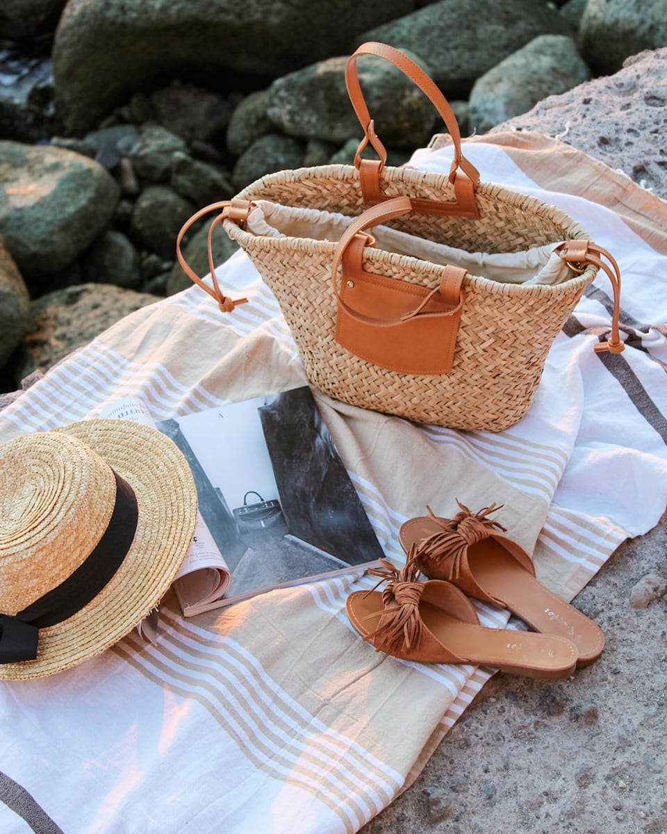 Riviera Straw Beach Bag